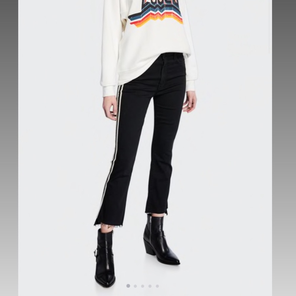 Mother “The Insider” Crop Fray Racer Stripe Jeans